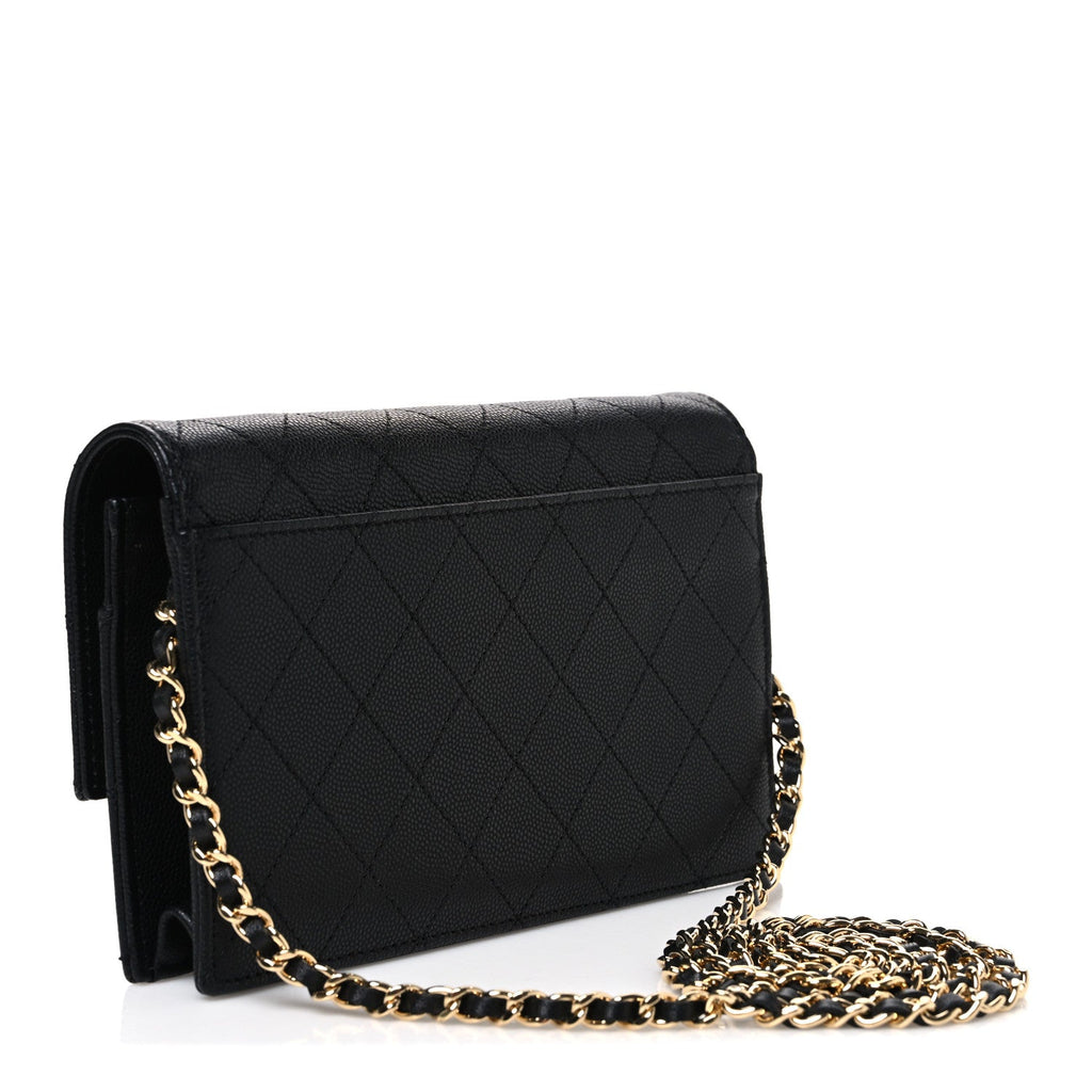 Shiny Caviar Lambskin Quilted CC Neo Filigree Wallet on Chain WOC Black wholesalehk.shop