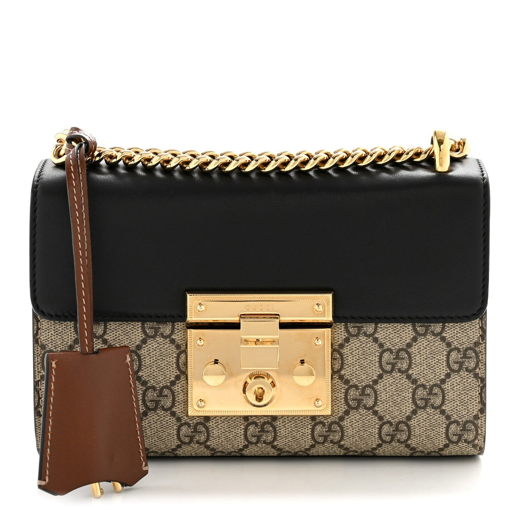 GG Supreme Monogram Calfskin Small Padlock Shoulder Bag Beige Black Cuir £¨ Direct shipment via from wholesalehk.shop
