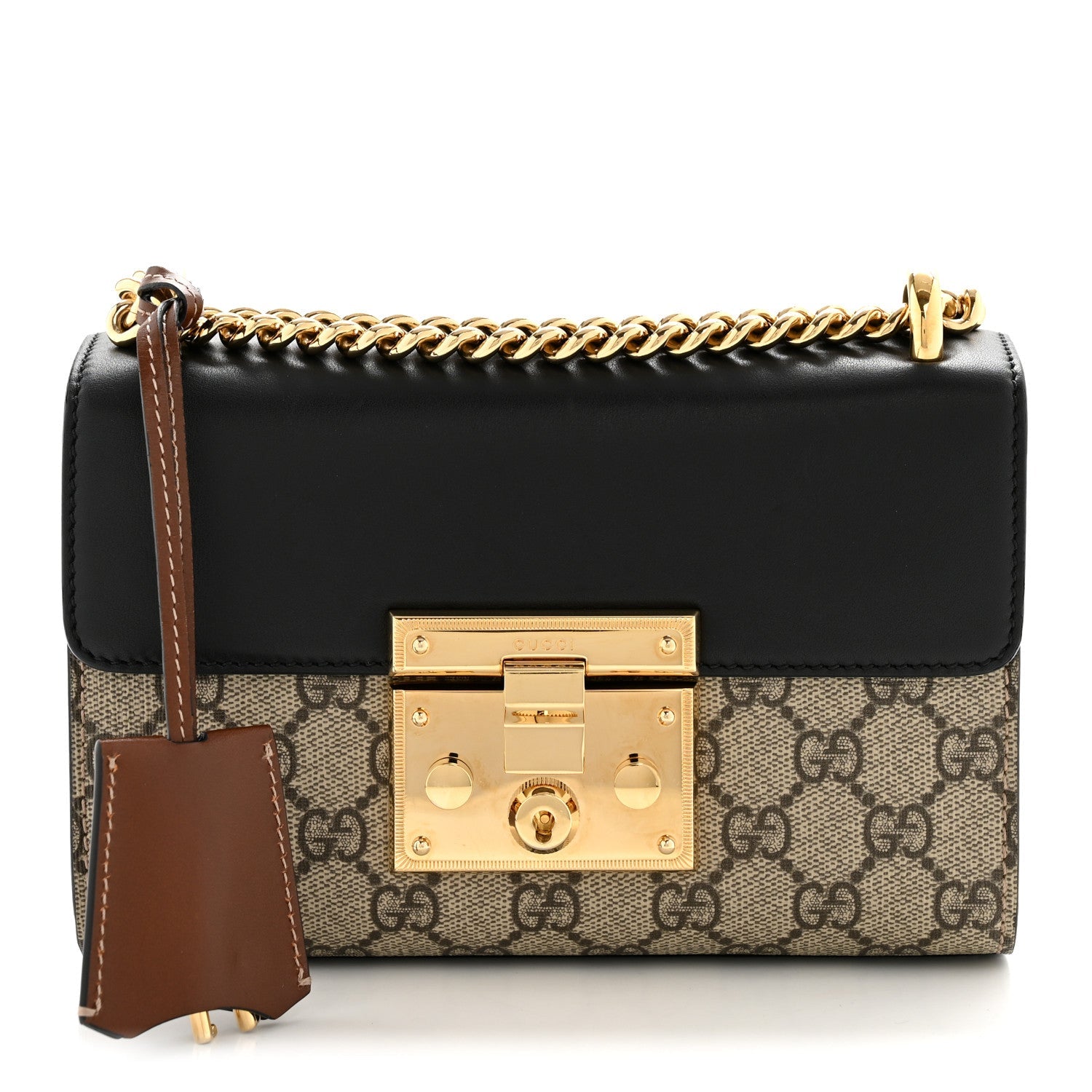 GG Supreme Monogram Calfskin Small Padlock Shoulder Bag Beige Black Cuir £¨ Direct shipment via from wholesalehk.shop