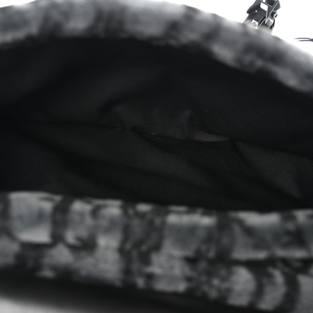 Oblique Mink Fur Saddle Soft Bag Dark Grey wholesalehk.shop