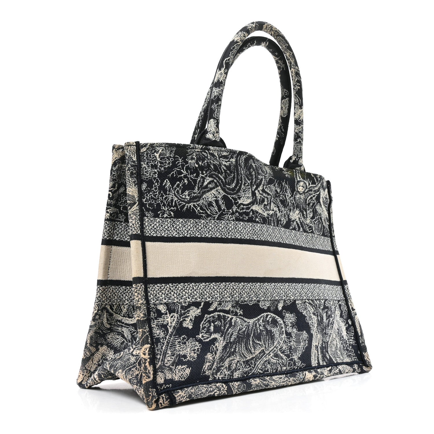 Canvas Embroidered Medium Toile De Jouy Reverse Book Tote Blue £¨ Direct shipment via from wholesalehk.shop