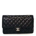 Caviar Quilted Medium Double Flap Black wholesalehk.shop