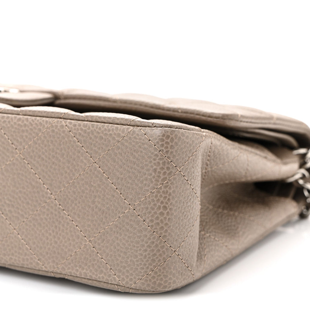 Caviar Quilted Medium Double Flap Taupe wholesalehk.shop