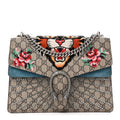 GG Supreme Monogram Angry Cat Embroidered Medium Dionysus Shoulder Bag Beige Ultramarine wholesalehk.shop