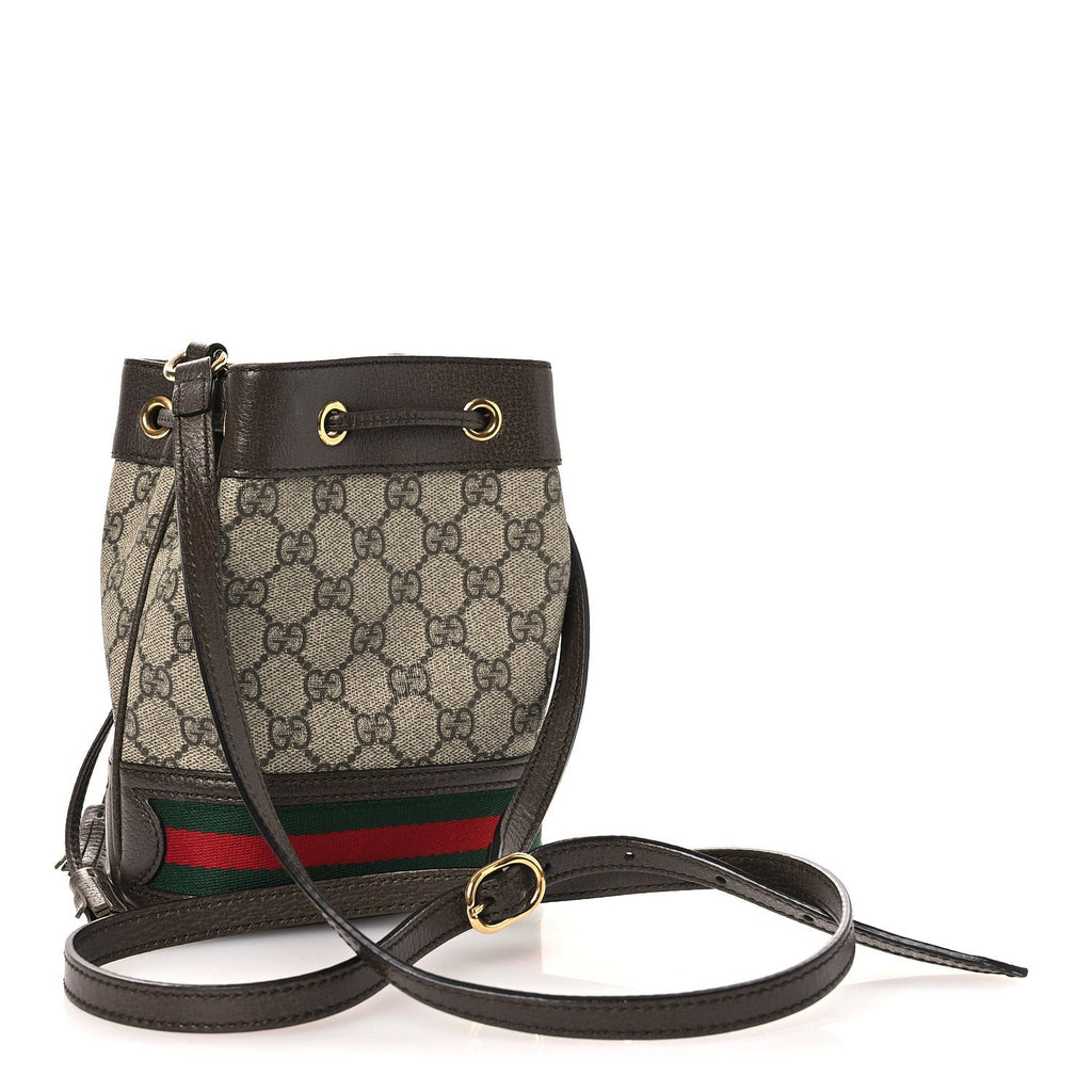 GG Supreme Monogram Web Mini Ophidia Bucket Bag Brown wholesalehk.shop