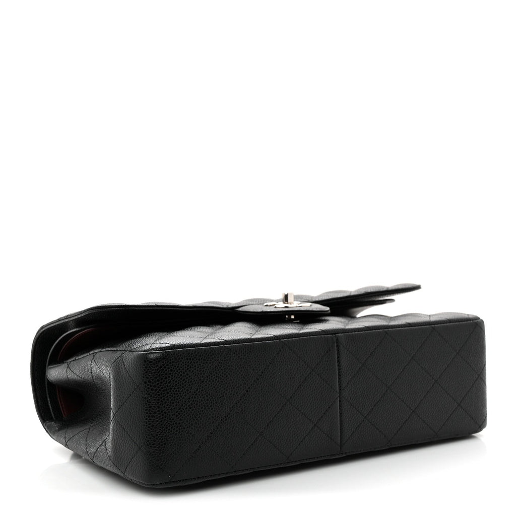 Caviar Quilted Jumbo Double Flap Black wholesalehk.shop