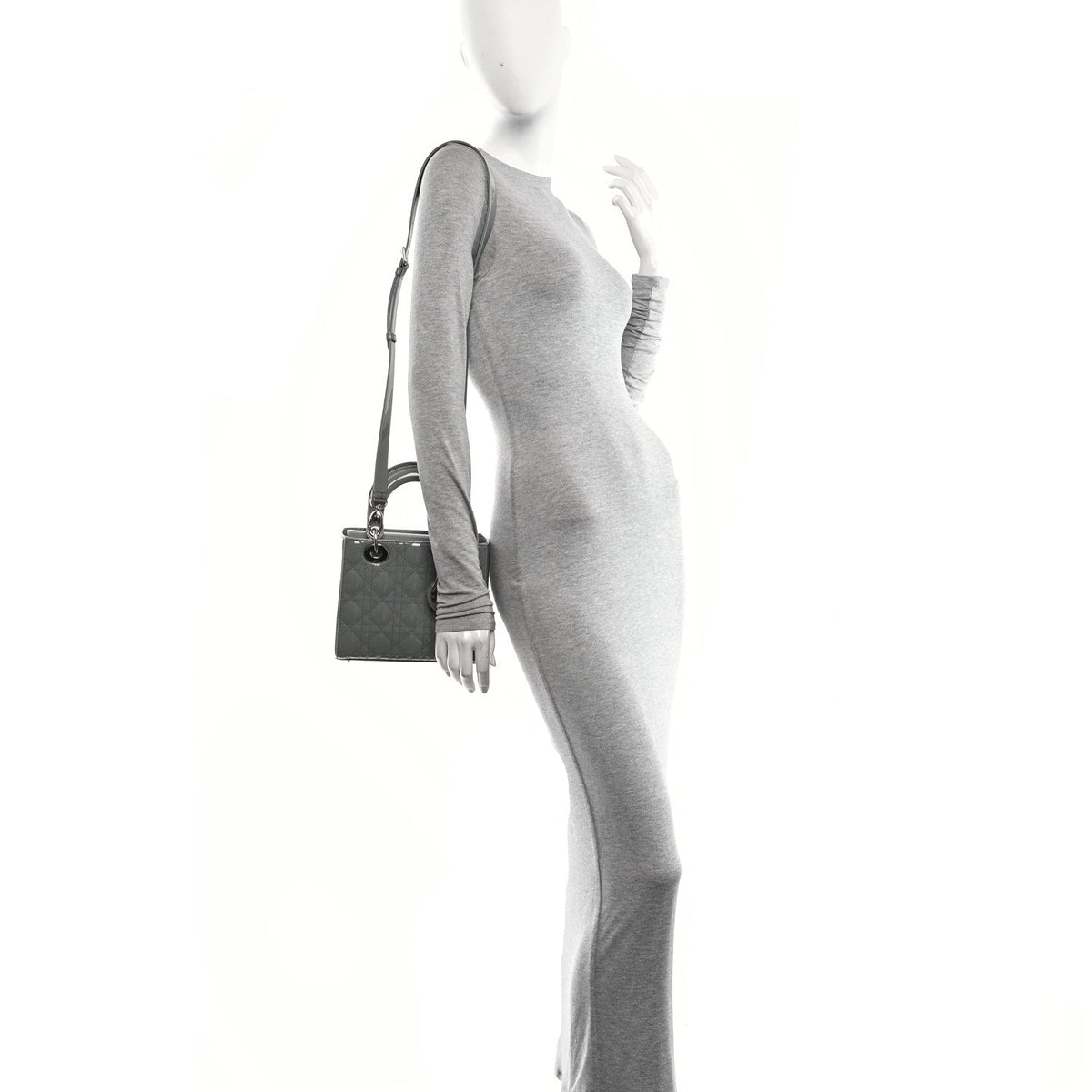Patent Cannage Small Lady Dior Grey wholesalehk.shop
