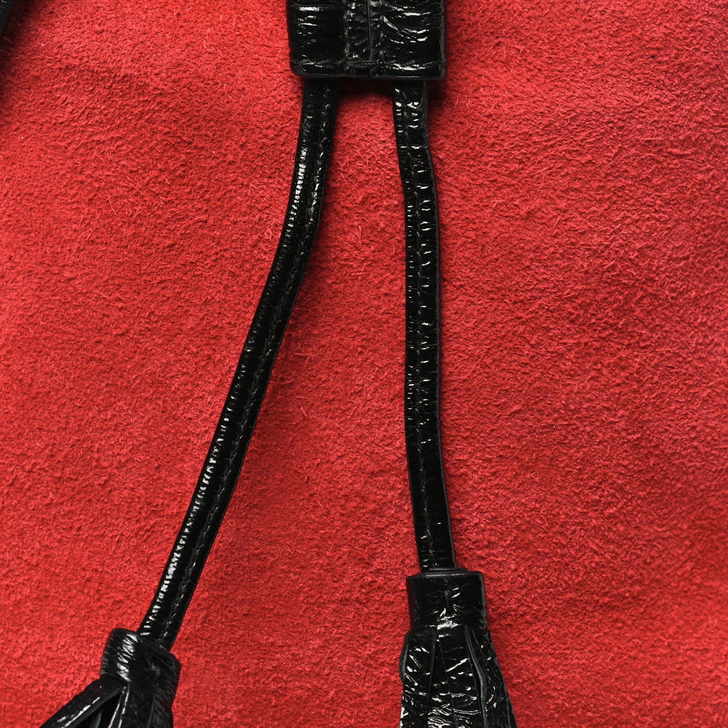 Suede Patent Web Small Ophidia Bucket Bag Hibiscus Red Black wholesalehk.shop