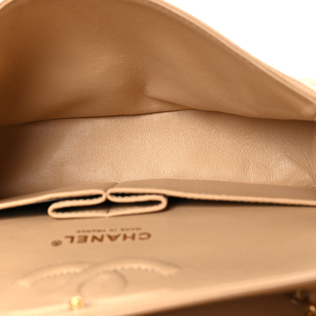 Caviar Quilted Small Double Flap Beige wholesalehk.shop