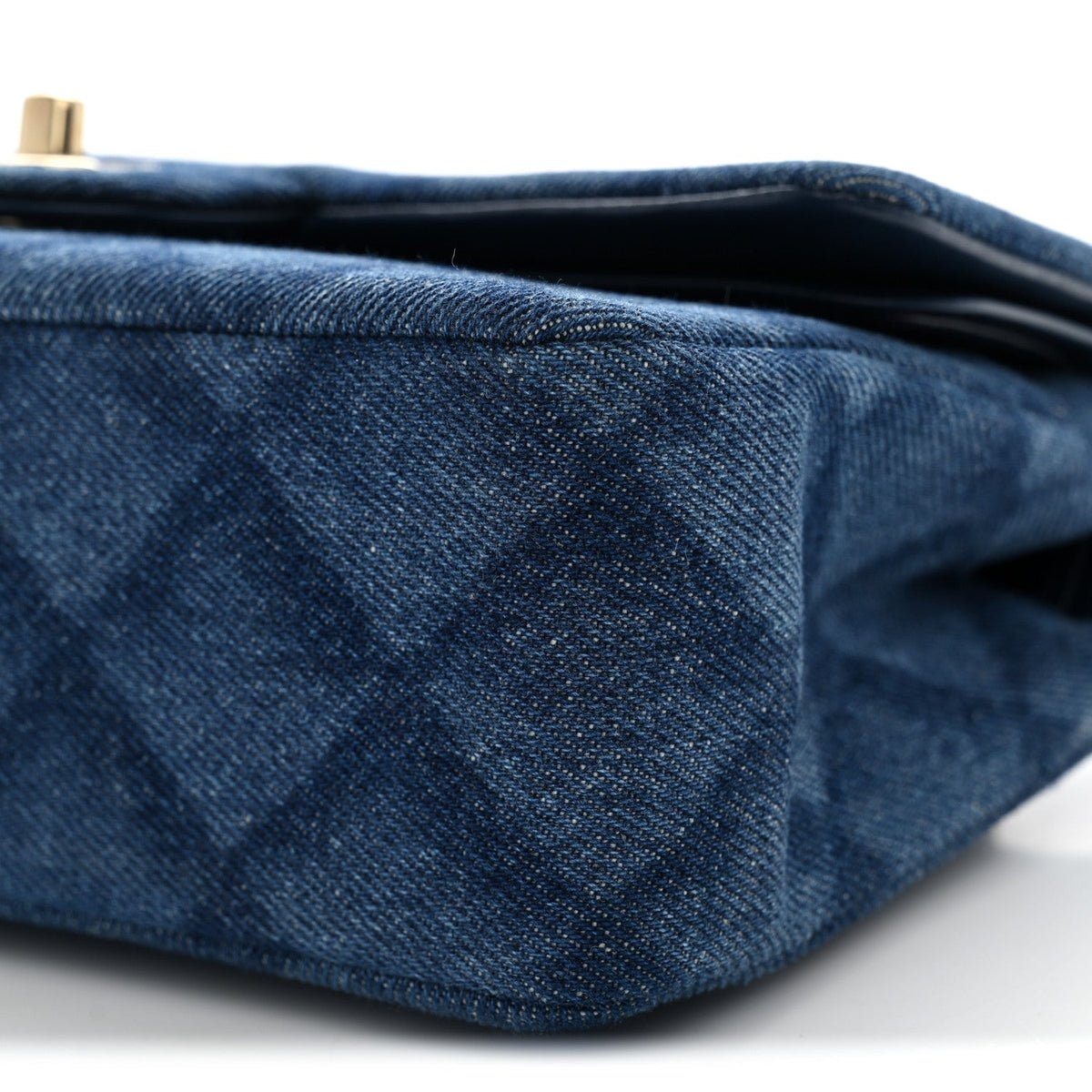 Printed Denim Quilted Small Double Flap Blue wholesalehk.shop