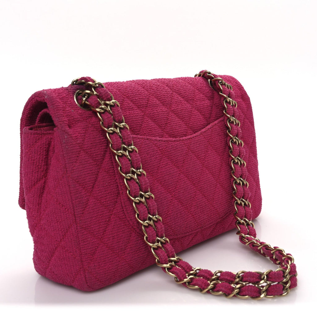 Tweed Quilted Medium Double Flap Fuchsia wholesalehk.shop