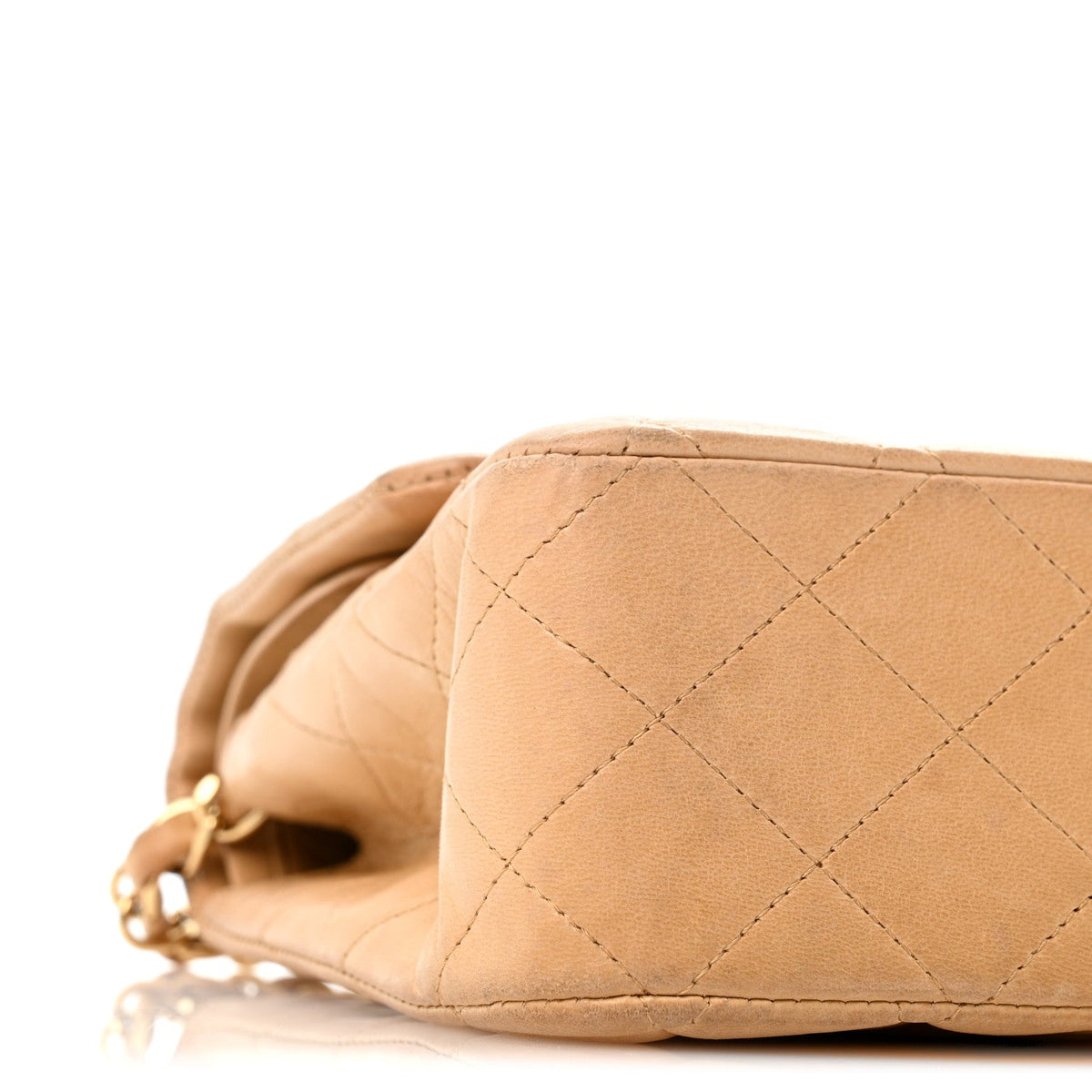 Lambskin Quilted Medium Double Flap Beige wholesalehk.shop
