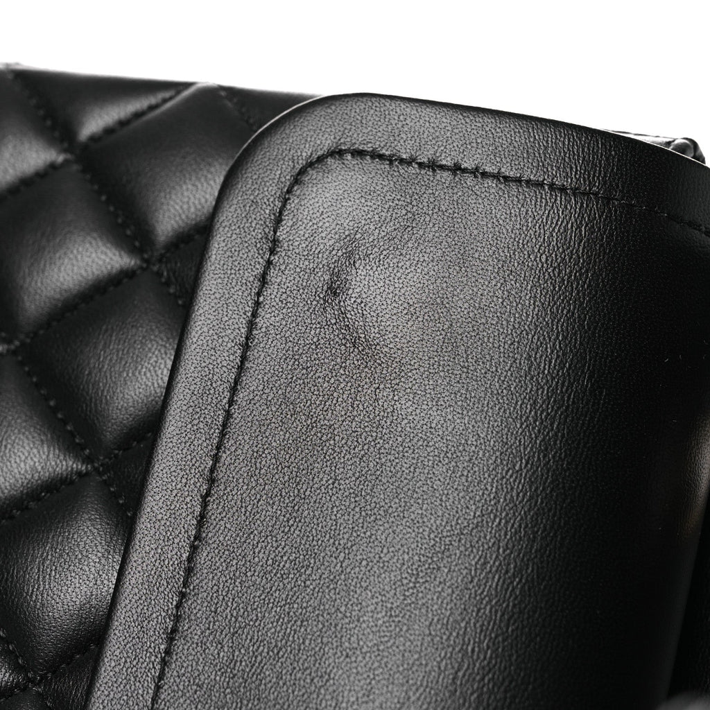 Lambskin Quilted Medium Double Flap Black wholesalehk.shop