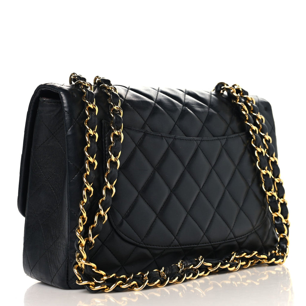 Lambskin Quilted Jumbo Double Flap Black wholesalehk.shop