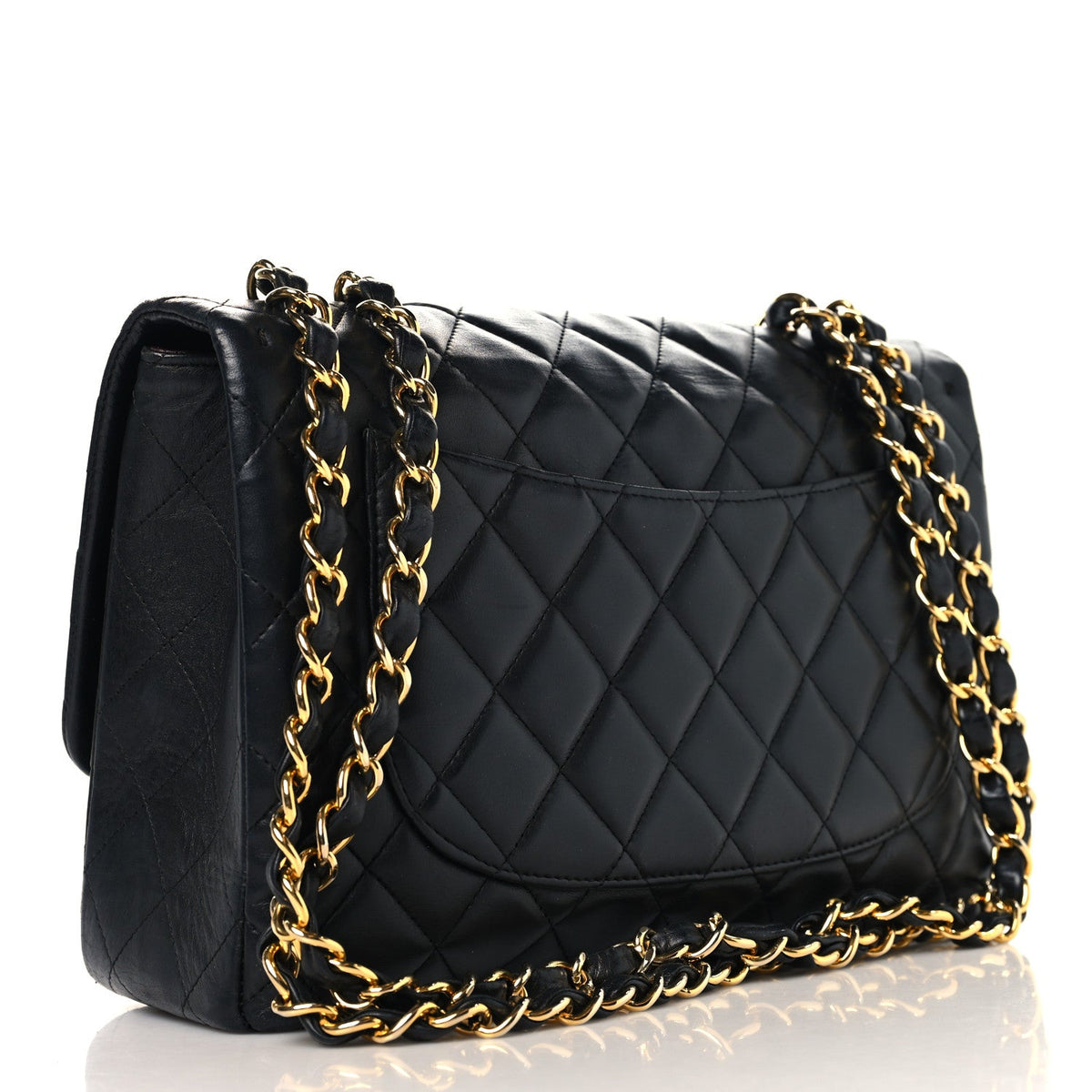 Lambskin Quilted Jumbo Double Flap Black wholesalehk.shop