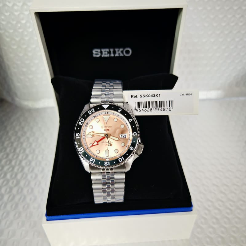 Seiko 5 Sports GMT Thong Sia Limited Edition Brown Dial Silver Steel Strap Watch for Men - SSK043K1 wholesalehk.shop