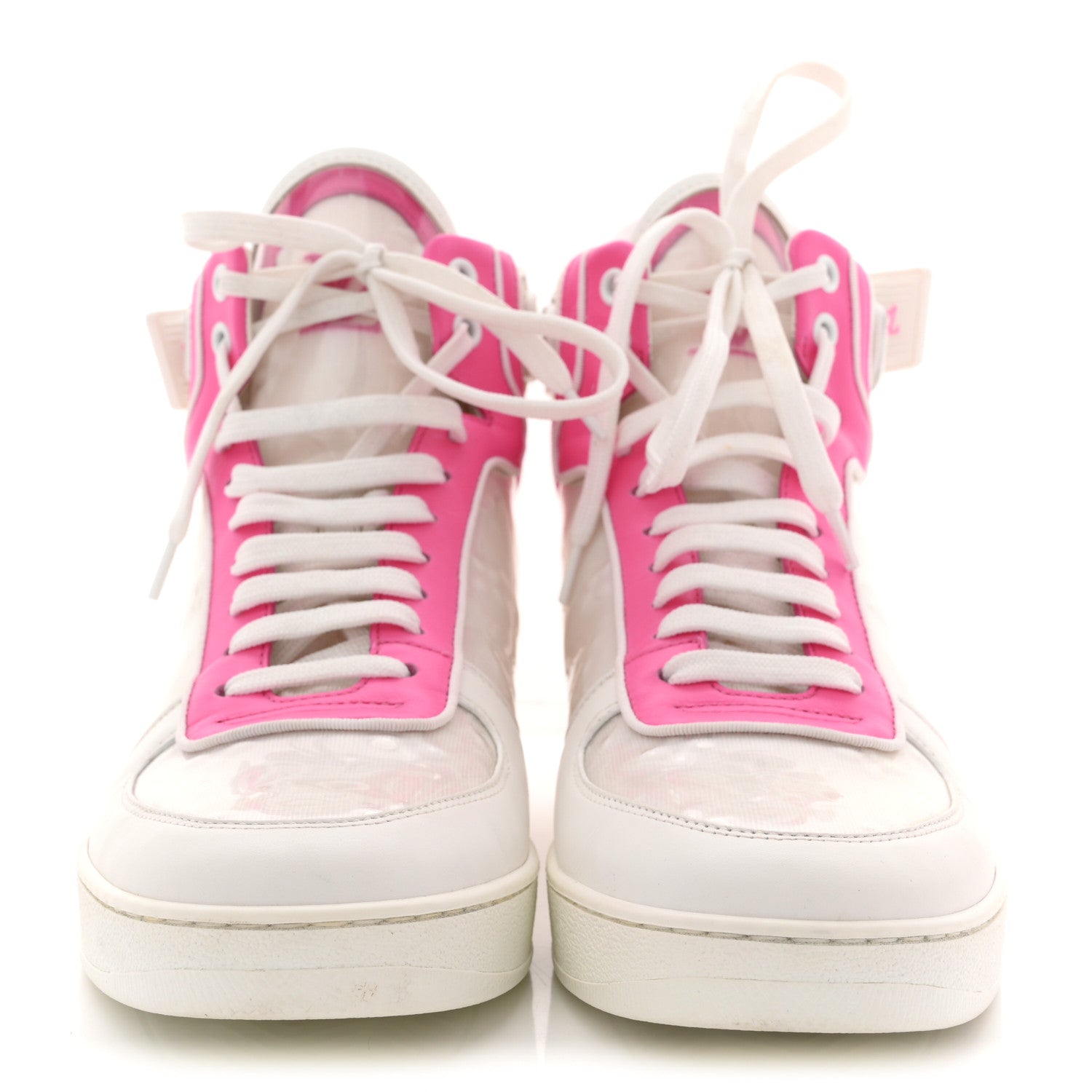 Calfskin Nylon Mesh Monogram Womens Boombox High Top Sneakers 39 White Pink £¨ Direct shipment via from wholesalehk.shop