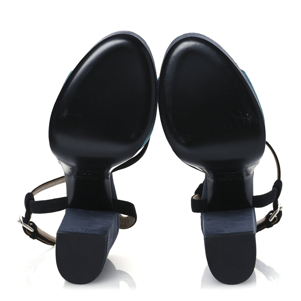 Suede Goatskin Calas Sandals 37.5 Vert Oxford Bleu Celeste Black wholesalehk.shop