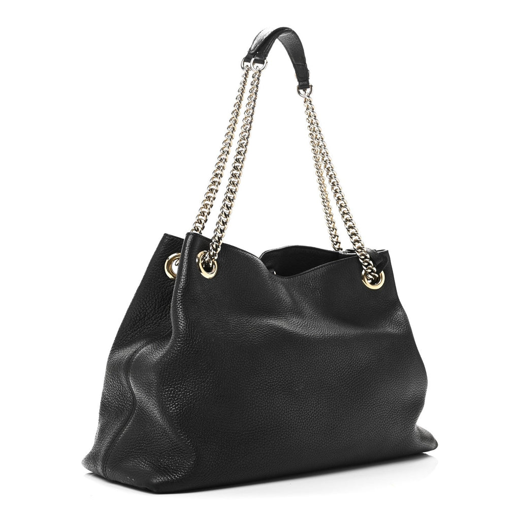 Pebbled Calfskin Medium Soho Chain Shoulder Bag Black wholesalehk.shop
