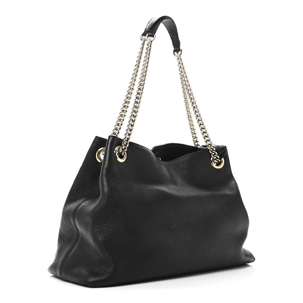 Pebbled Calfskin Medium Soho Chain Shoulder Bag Black wholesalehk.shop