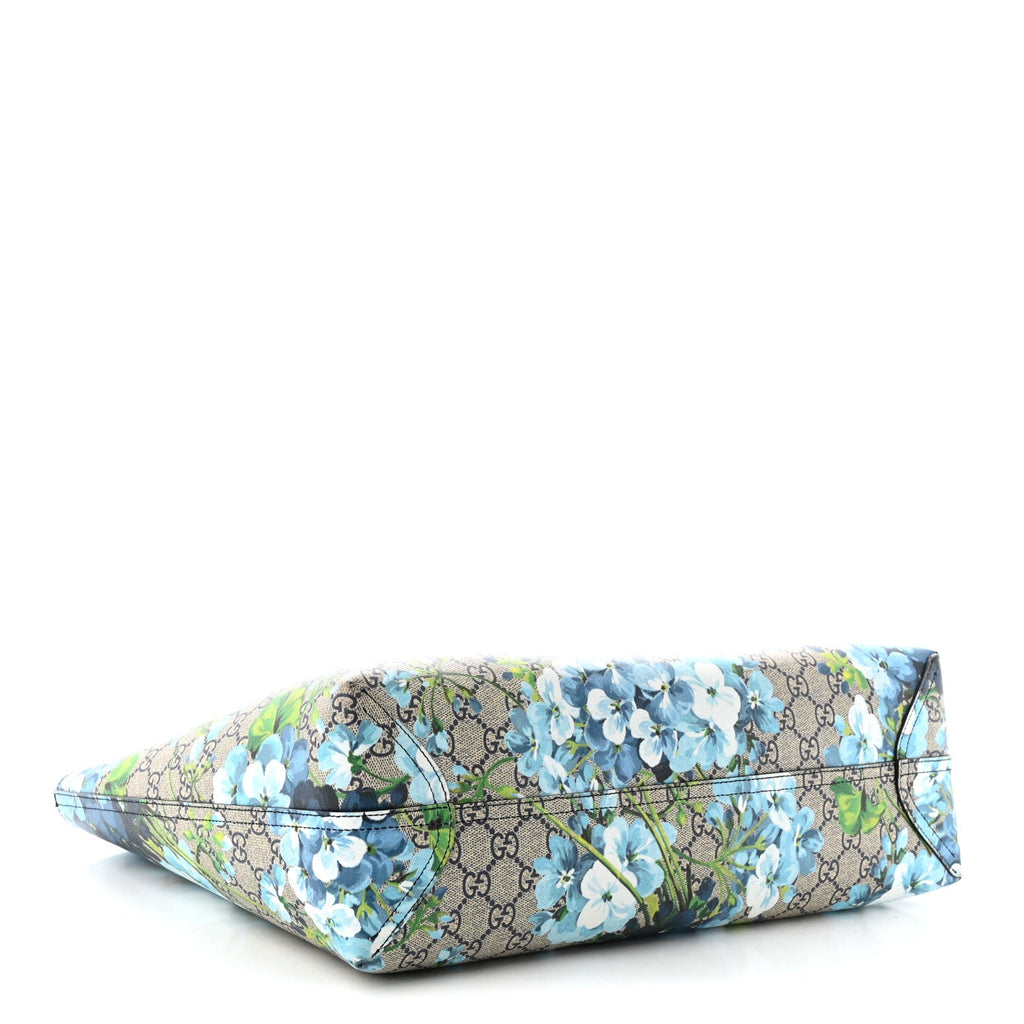 GG Supreme Monogram Blooms Medium Reversible Tote Beige Blue Navy wholesalehk.shop
