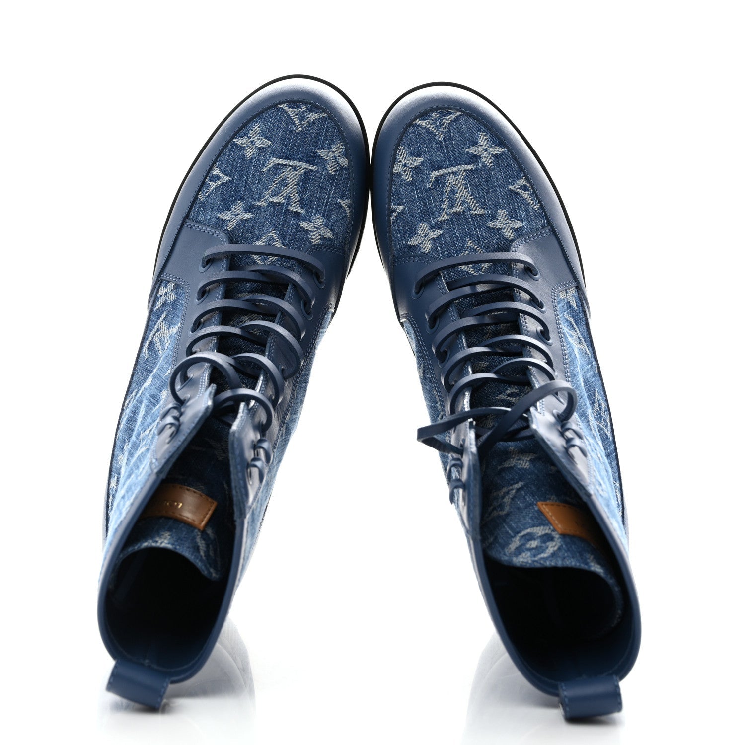 Calfskin Monogram Denim Laureate Platform Desert Boots 38 Blue £¨ Direct shipment via from wholesalehk.shop