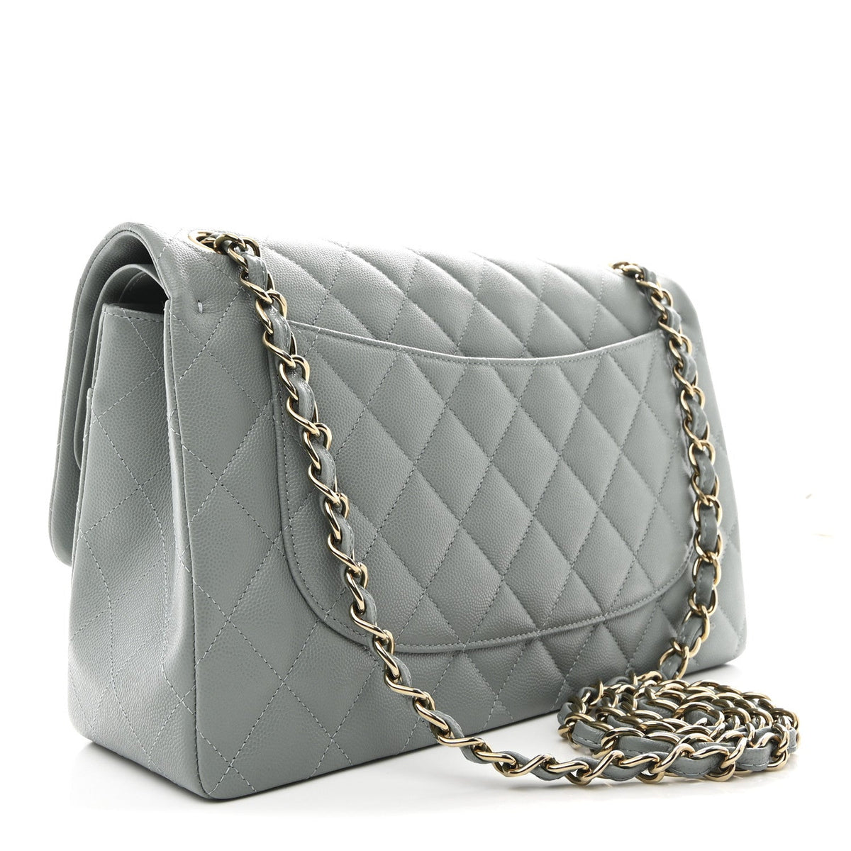 Caviar Quilted Jumbo Double Flap Light Blue wholesalehk.shop