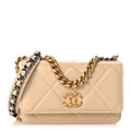 Lambskin Quilted Chanel 19 Wallet On Chain WOC Beige wholesalehk.shop