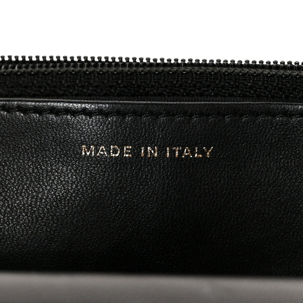 Lambskin Camellia Embossed Wallet On Chain WOC Black Gold wholesalehk.shop