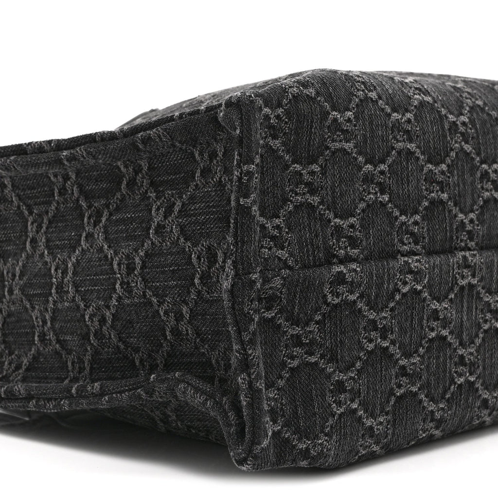 Denim Ophidia GG Monogram Tote Medium Black Grey wholesalehk.shop