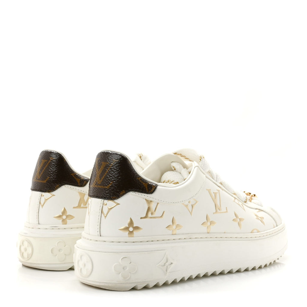 Calfskin Monogram Debossed Time Out Sneakers 37 White Gold £¨ Direct shipment via from wholesalehk.shop
