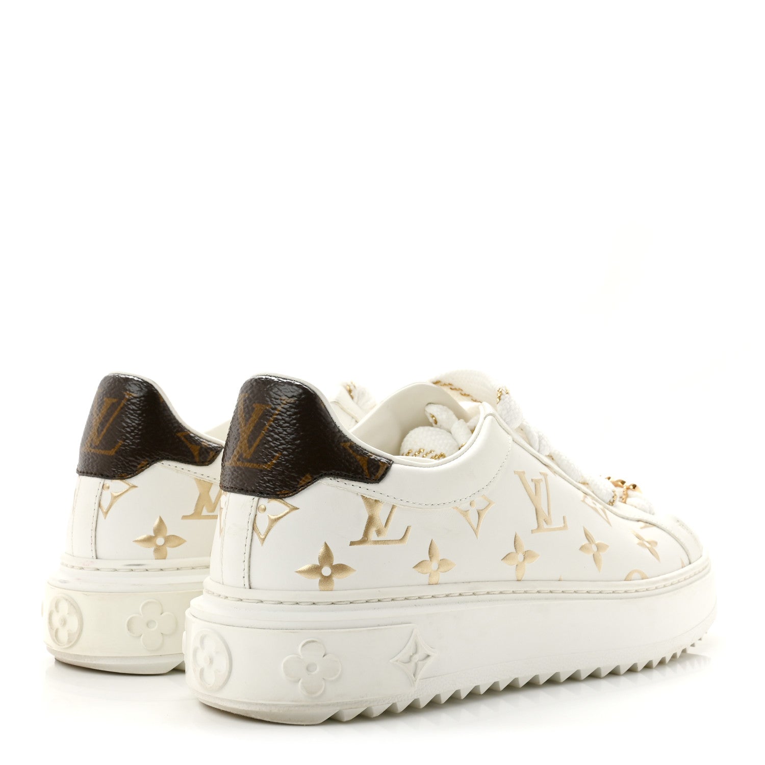 Calfskin Monogram Debossed Time Out Sneakers 37 White Gold £¨ Direct shipment via from wholesalehk.shop
