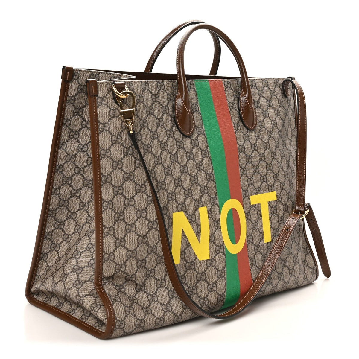 GG Supreme Monogram Fake/Not Large Retro Interlocking G Tote Bag Beige Brown Sugar wholesalehk.shop