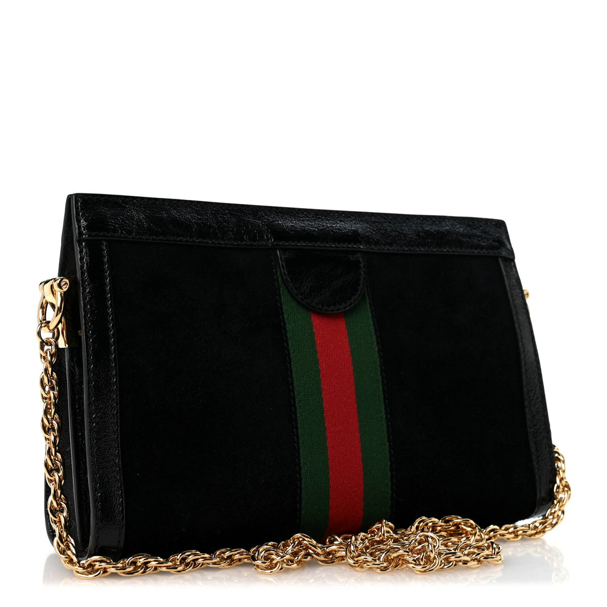 Suede Patent GG Web Small Ophidia Chain Shoulder Bag Black wholesalehk.shop
