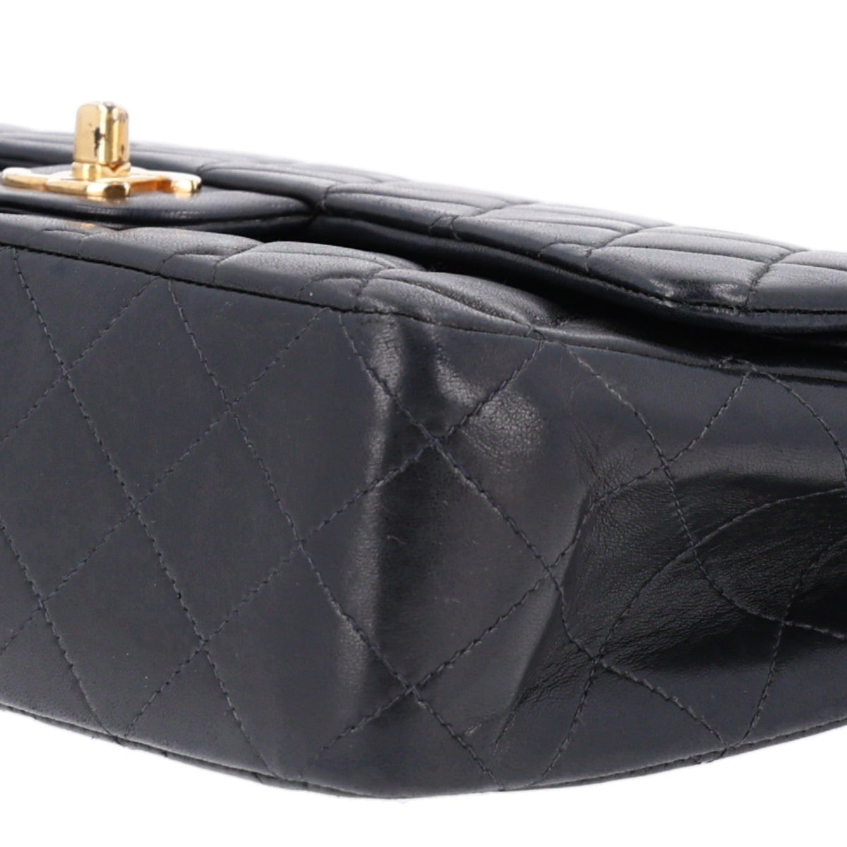 Lambskin Quilted Medium Double Flap Black wholesalehk.shop