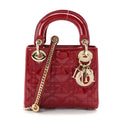 Patent Cannage Mini Lady Dior Red wholesalehk.shop