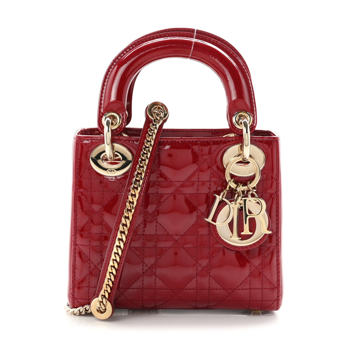 Patent Cannage Mini Lady Dior Red wholesalehk.shop