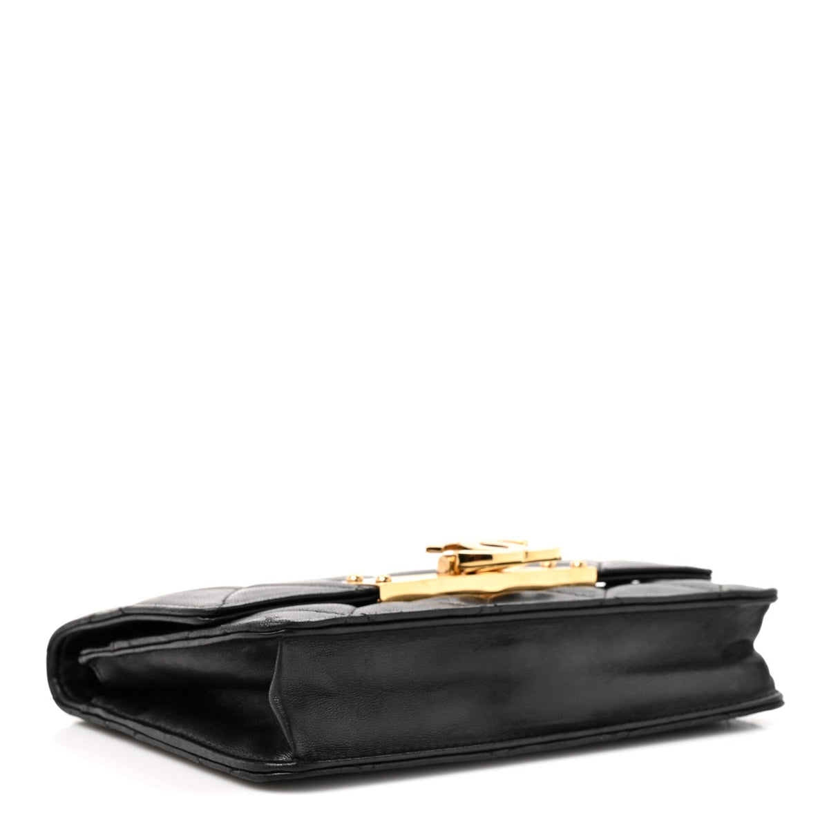 Lambskin Quilted Golden Class Wallet on Chain WOC Black wholesalehk.shop
