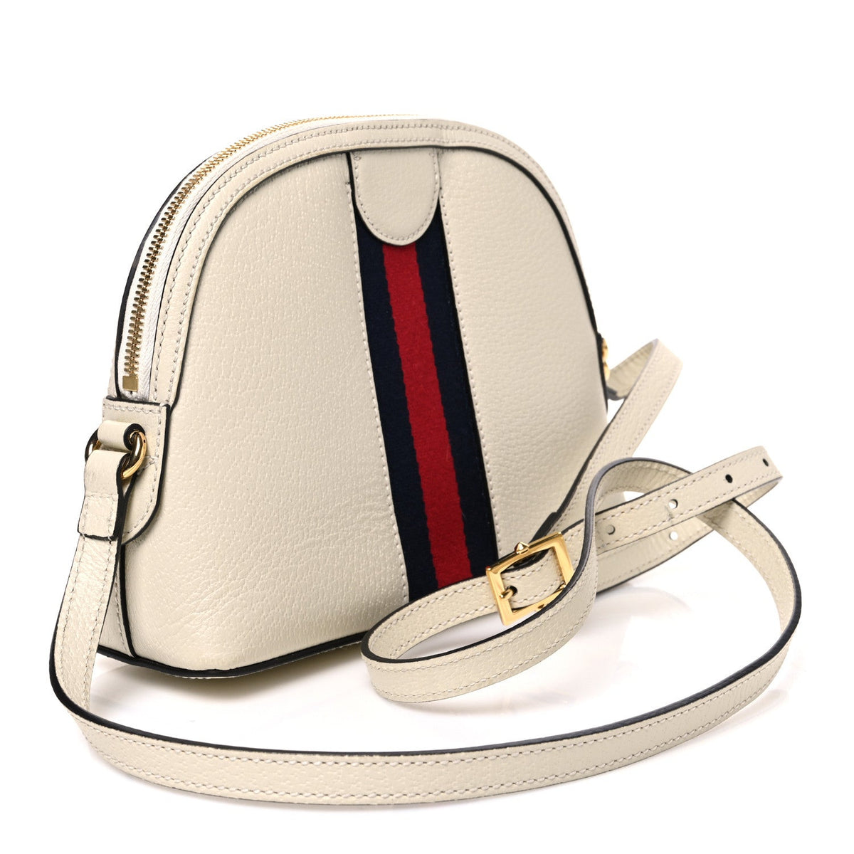 Textured Dollar Calfskin Web Small Ophidia Dome Shoulder Bag Mystic White wholesalehk.shop