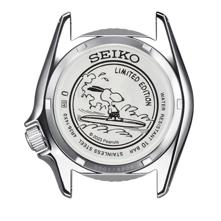 Seiko 5 Sports x Peanuts Surfboard Snoopy Limited Edition White Dial Two Tone NATO Strap Watch For Men - SRPK25K1 wholesalehk.shop