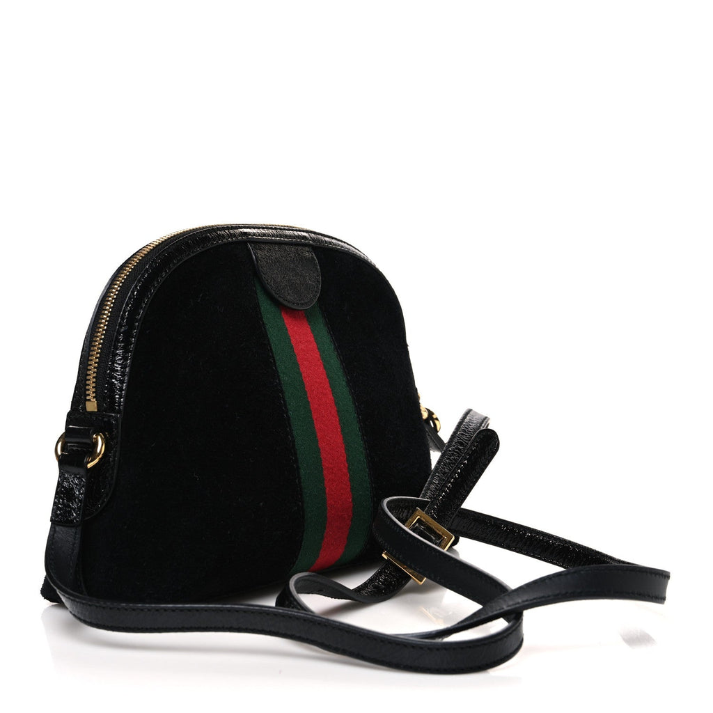 Suede Patent Web GG Small Ophidia Dome Shoulder Bag Black wholesalehk.shop