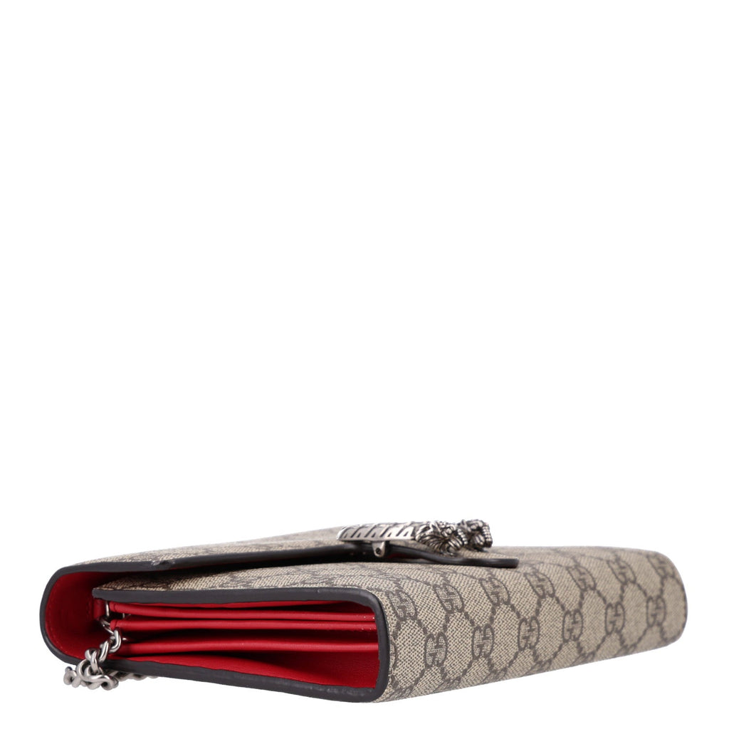 GG Supreme Monogram Mini Dionysus Chain Wallet Beige Vulcanic Red wholesalehk.shop