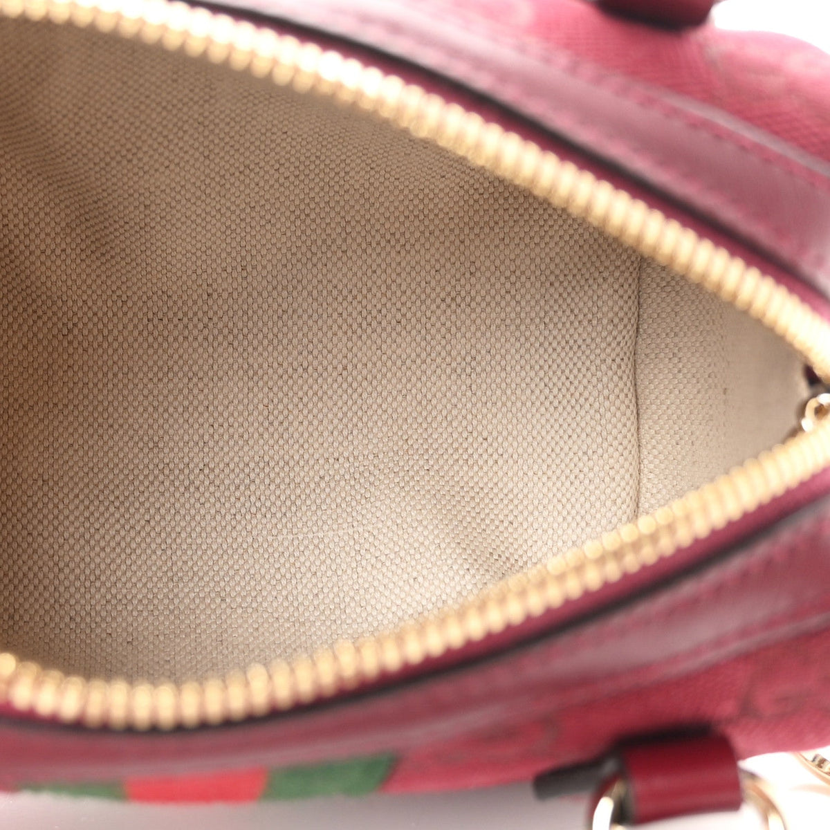 GG Supreme Monogram Textured Dollar Calfskin Web Super Mini Ophidia Top Handle Bowler Bag Rosso Ancora wholesalehk.shop