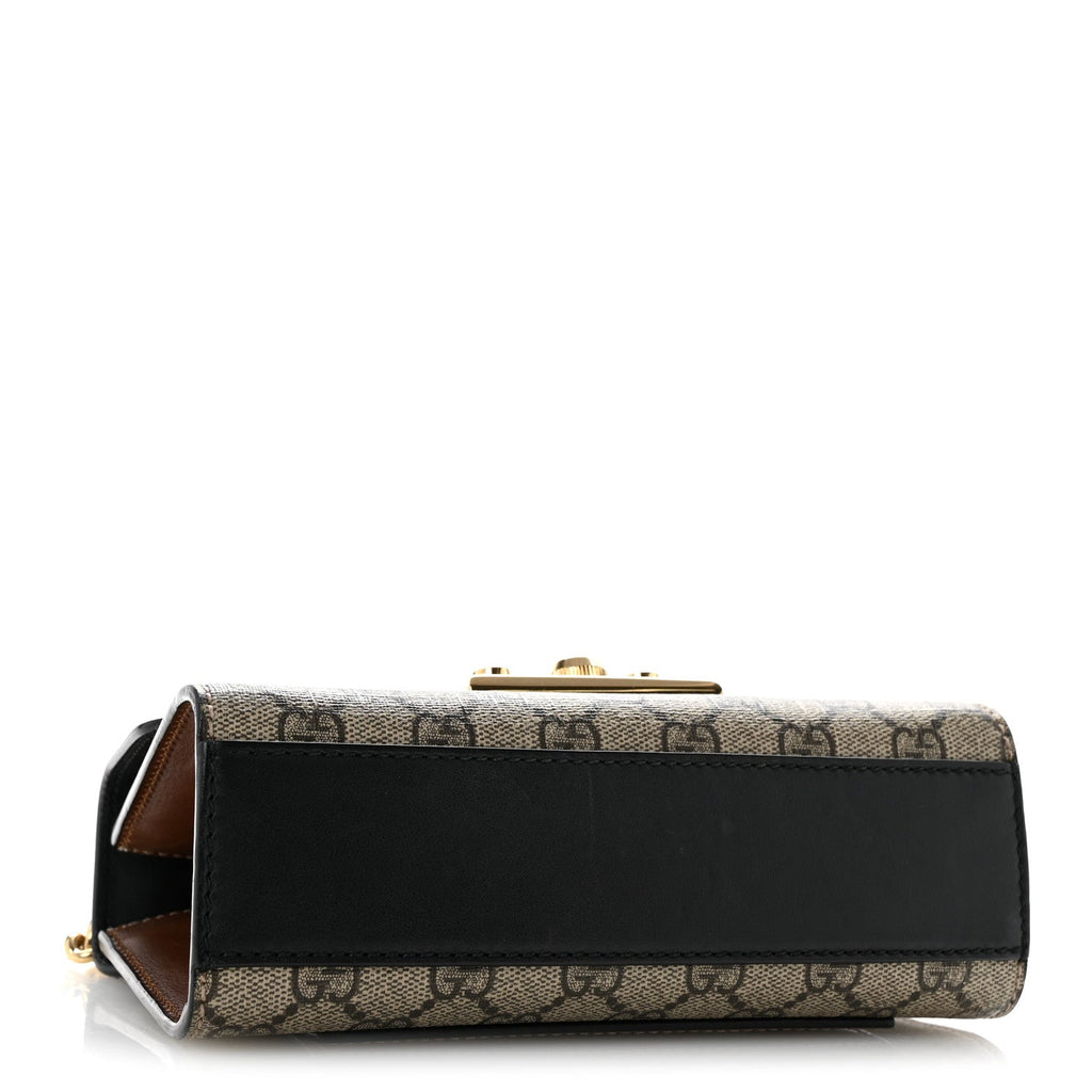 GG Supreme Monogram Calfskin Small Padlock Shoulder Bag Beige Black Cuir £¨ Direct shipment via from wholesalehk.shop