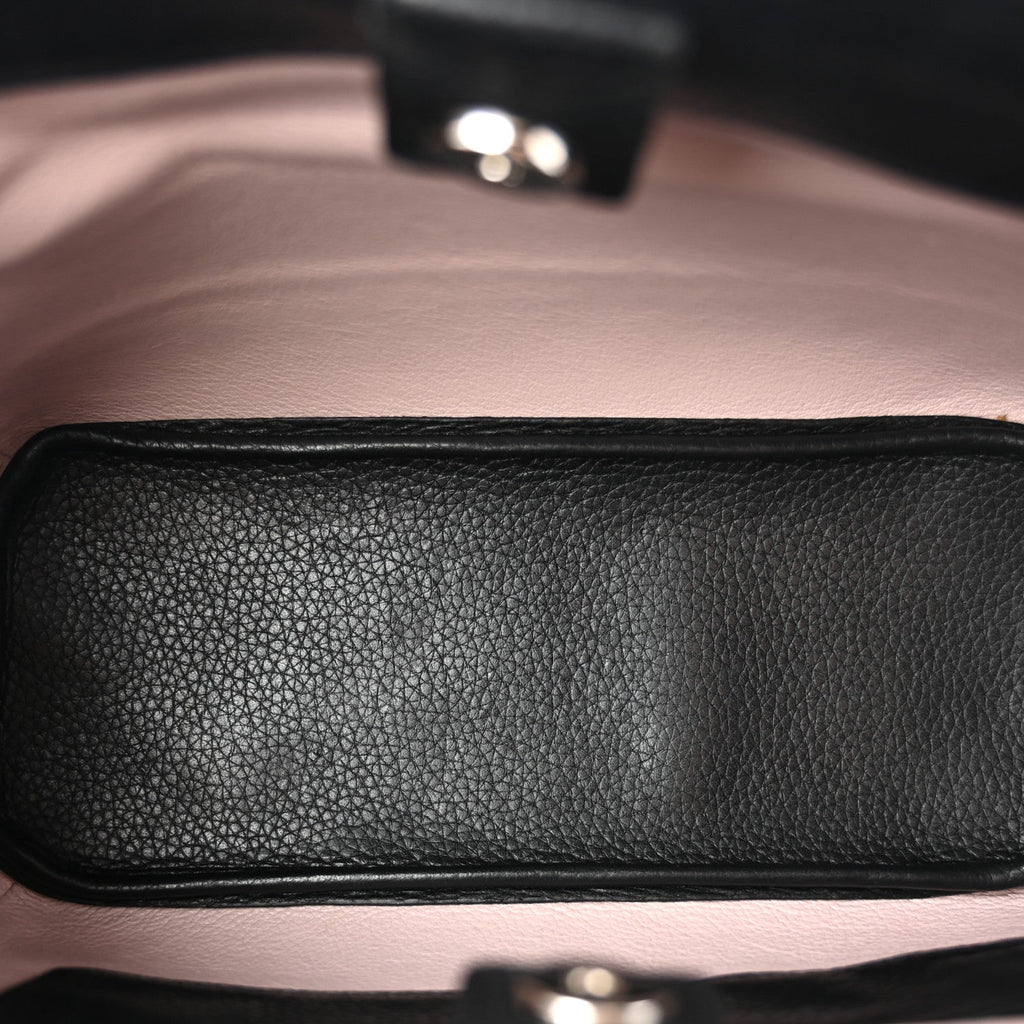 Grained Calfskin Small Open Bar Tote Black wholesalehk.shop