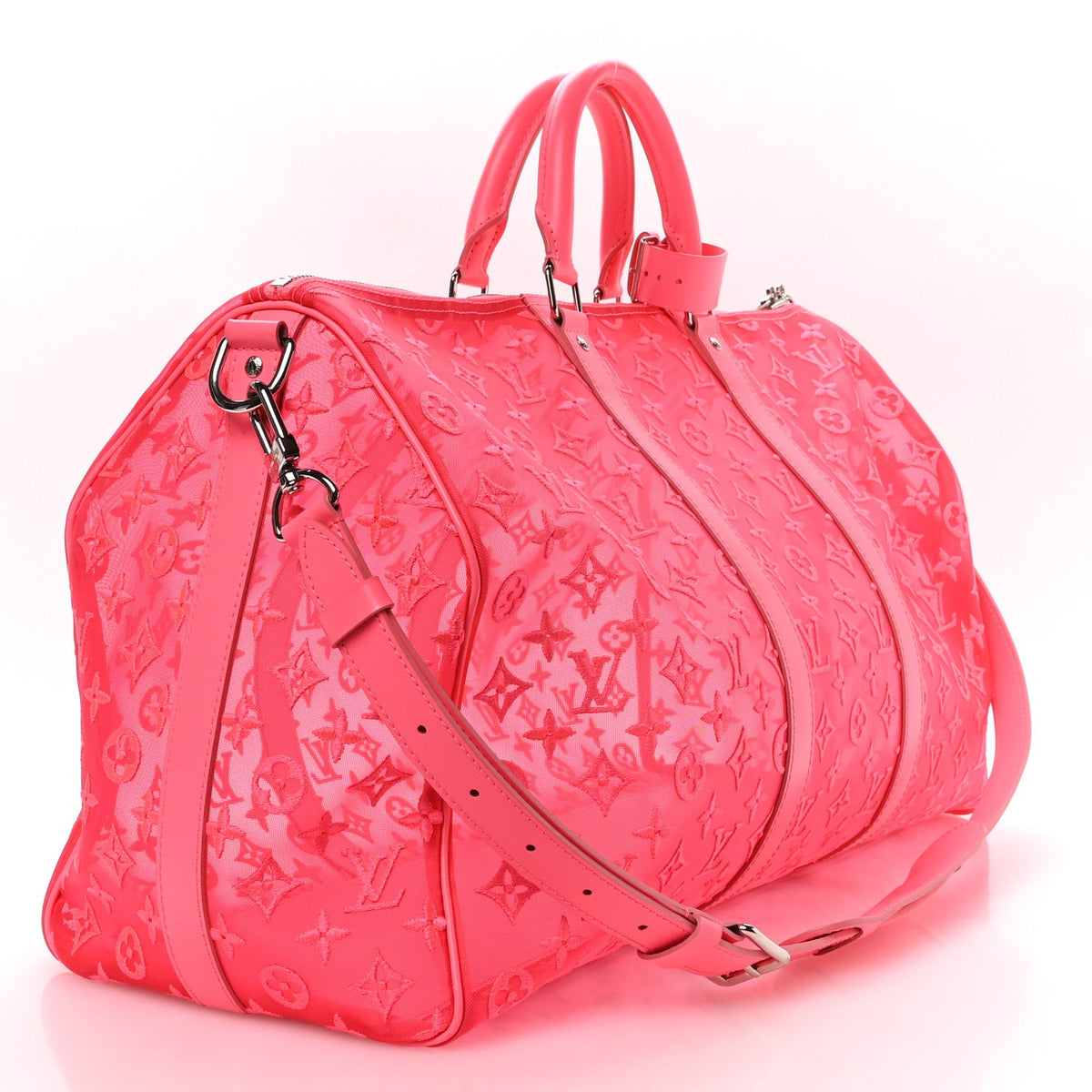 Monogram Fluo See Through Keepall Bandouliere 50 Rose wholesalehk.shop