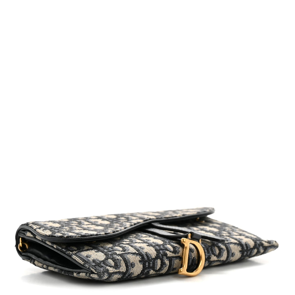 Oblique Saddle Chain Long Wallet Blue wholesalehk.shop