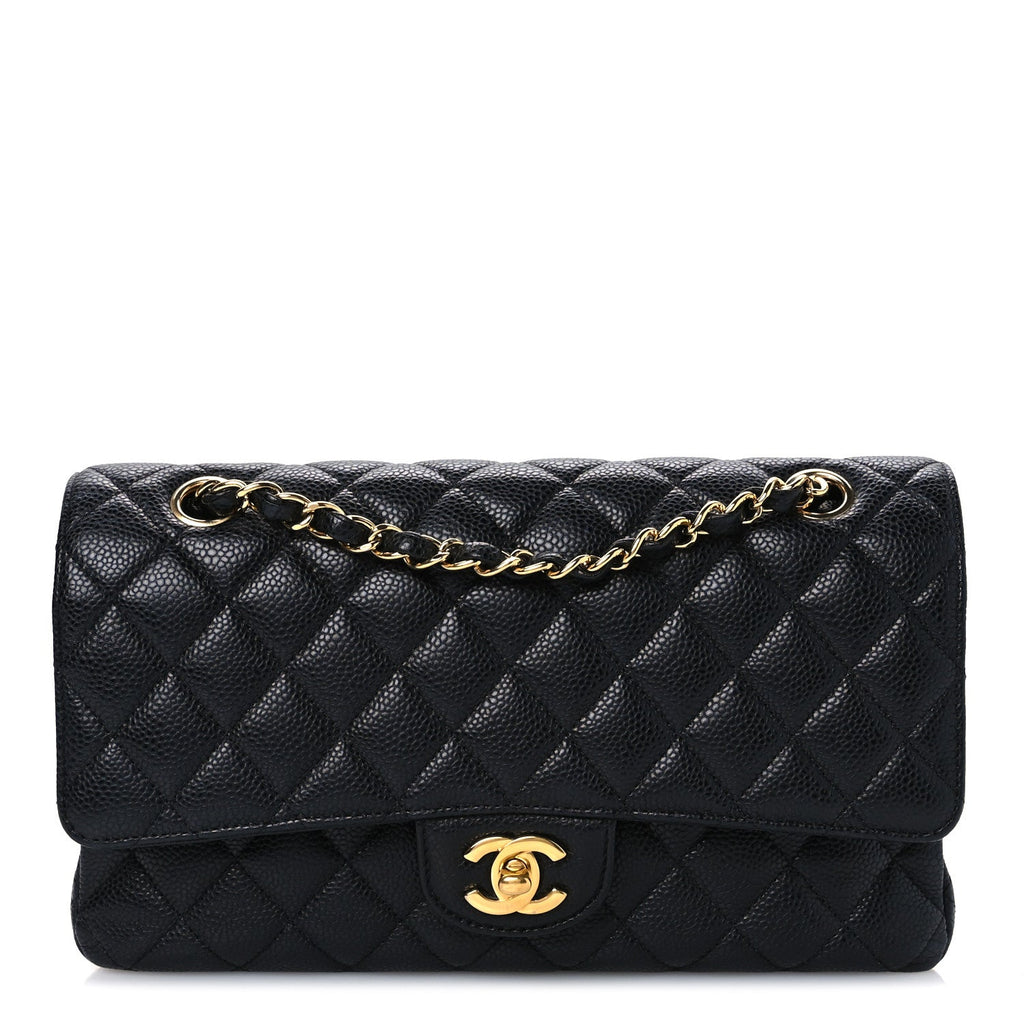 Caviar Quilted Medium Double Flap Black wholesalehk.shop