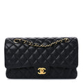 Caviar Quilted Medium Double Flap Black wholesalehk.shop