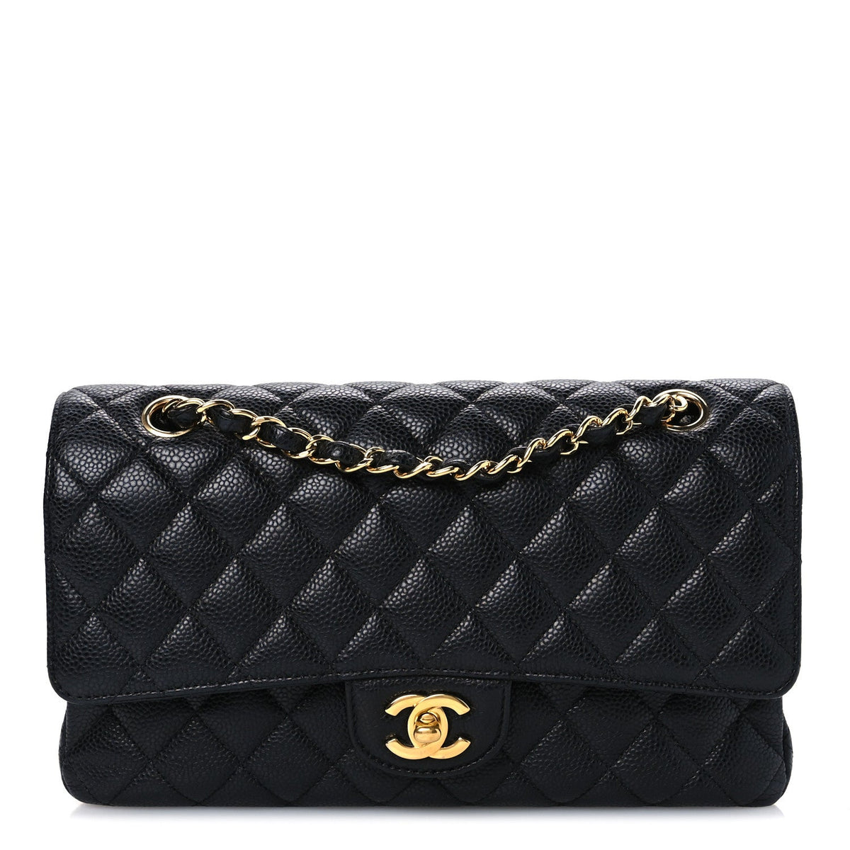 Caviar Quilted Medium Double Flap Black wholesalehk.shop